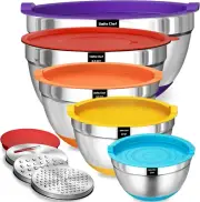 Mixing Bowls with Airtight Lids Set, 8PCS Stainless Steel Nesting Bowls Set, 3 G