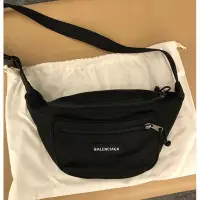 在飛比找Yahoo!奇摩拍賣優惠-Balenciaga 巴黎世家 黑 logo 腰包 帆布 後