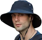 [OZ SMART SUN PROTECTION] Bucket Hats for Men/Women, Wide Brim Sun Hat UPF 50 UV Protection, Waterproof Boonie Hat for Fishing Hiking Garden Safari Boonie Hats (Black)