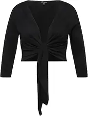 [Ulla Popken] Women's Shirt-Bolero Tight, Black, 16