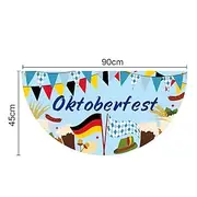 Oktoberfest German Bavarian Bunting Flag 3 x1.5 Ft Non-Pleated Check Blue White Fan Flag Banner Polyester Flag for Holiday Outdoor Hanging Decor