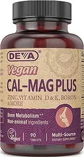 Deva Vegan Vitamins Calcium, Magnesium Plus, 90 Tablets (Pack of 12)