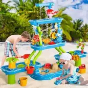 Sand Water Play Table 5 Tier Outdoor Summer Waterfall Pool Toys Sandpit Playset