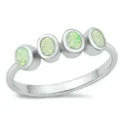 Ring Genuine Solid Sterling Silver 925 White Lab Opal Face Height 5 mm Size 8