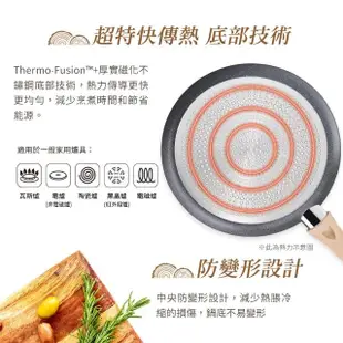 【Tefal 特福】法國製暖木岩燒系列30CM不沾鍋平底鍋(電磁爐適用)