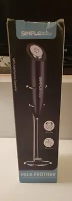 SIMPLETASTE Milk Frother Handheld Battery Operated Electric Silver/Black