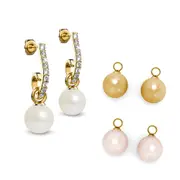 Boxed Interchangeable Pearl Drop Earrings Set Embellished with Swarovski® Crystals