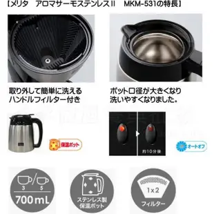 第三代 公司貨 送【不鏽鋼豆匙】Melitta 美利塔美式咖啡機 日本Aroma Therm MKM-531