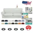 Transformative Checkered Sofa Cover 3-Piece Set - Ivory, Perfect for 2 Cushions