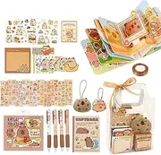 Capybara Pen Sticky Notes Set - Cute Capybara Pencils Set | Capybara School Set | 19.6x10x24.2cm Cute Capybara Pencil Cartoon Stationary Set School Pencil for Kids Students Girls Women