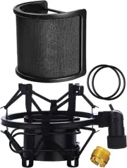 Pop Filter With Shock Mount For AT4033 AT4040 AT2050 Audio Technica Microphone
