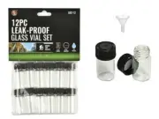 Sluice Monkey (12 Small Mini 1-3/8" Glass VIALS Bottle & Funnel for Your Gold PA
