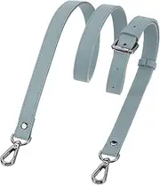[uxcell] Genuine Leather Purse Strap, 41.7"-51.2" Adjustable Crossbody Replacement Straps 0.6" Width for Women Handbags Shoulder Bag (Linen Blue, Black Buckle)