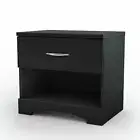Black Nightstand Bedside Table 1 Drawer End Side Storage Shelf Bedroom Furniture