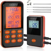 Inkbird IRF-4S Wireless Remote Meat Thermometer for Smoker, 1500ft Waterproof Digital Cooking Food Oven Grill Thermometer with Timer, Alarm, Rechargeable Battery, 4 Probes for BBQ Thermometer