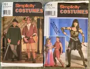 Simplicity 7851 & 7761 Hercules/Xena/Gladiator/Robin Hood Costume Patterns UNCUT