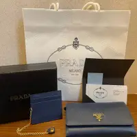 在飛比找PopChill優惠-[二手] Prada Saffiano 經典防刮牛皮長夾/證