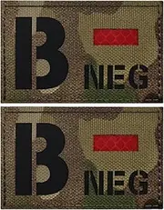 [YOYUMI] Blood Type Patch A- B- AB- O- NEG Infrared Reflective Badge Tactical Morale Patch for Backpack Uniform - Red B-