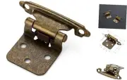Pack 5 Pairs 1/2 inch Overlay Cabinet Hinges Semi-Concealed 10 Antique Brass