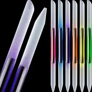 Maitys 6 Pieces Glass Cuticle Pusher Glass Cuticle Stick Set Double Sided Crystal Nail Files Precision Manicure Pedicure Pusher Tools(Pink, Blue, Purple, Orange, Yellow, Green)