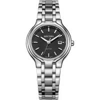 在飛比找Yahoo奇摩購物中心優惠-RHYTHM日本麗聲 簡單生活黑面美學日期顯示石英女錶腕錶-