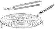 BishtHub Wire Round Handle Roaster With Chimta Steel Cooking Tong Roti Chapati, Papad Jali Paneer Grill, Roti Maker, Barbeque Jali Roaster Kitchen Tool, 2 Combo Set- 8 Inch