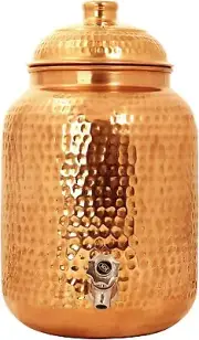 5 Litre Hammered Copper Water Dispenser (Matka/Pot) Container Pot