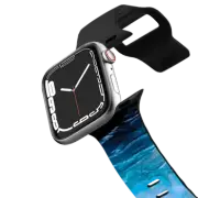 Apple Watch Series 4-6, SE (40mm) Impact Band OCEAN CALLING 1 BLUE LILAC WATCH BAND, SPLASH WAVES SEA COASTAL BEACH ABSTRACT PAINTING