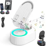 Induction Bracket Speaker, Induction Bluetooth Speaker, Cell Phone Stand with Induction Speaker/Power Bank/Atmosphere Light, Induction Speaker for Cell Phone Android,360° Rotation (White*1)