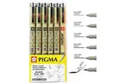 Sakura Pigma Micron Drawing Pens,Fineliners Set of 6, Black