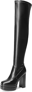 [DREAM PAIRS] Women's Platform Over The Knee Thigh High Boots Chunky High Heels Square Toe Long Fall Y2K Gogo Boots
