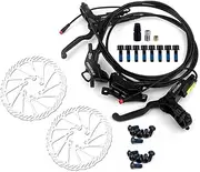 E-Bike Hydraulic Disc Brake Set, Power Off 4 Piston Hydraulic Brake with 2 Pin Connector and Hose