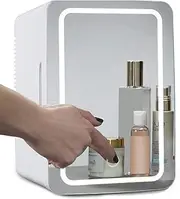 Mini Makeup Fridge, 8L Portable Cosmetic Refrigerator, Makeup Cooler/Warmer Freezer, Makeup Mirror Skincare Fridge with LED Light, Quiet,Used in Home Car, Women and Girls