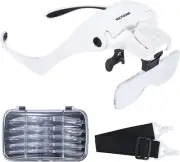 Head Magnifying Visor with 4 LED Lights 5 Detachable Lenses Hands-Free Headband