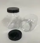 12 x Plastic Jars Square Storage Container Jar wt Black Lid Screw Top 250ml BULK