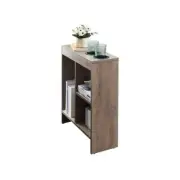 20 in. W Walnut Finish Rectangle Top Wood End Table With 2 Cup Holders