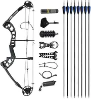 Compound Bow Composite Hunting Bow with Carbon Arrows Accessories Kit 30-55lbs Adjustable 310FPS Adult Bow Outdoor Shooting Right Hand
