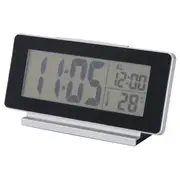 FILMIS clock/thermometer/alarm, black, 16.5x9 cm