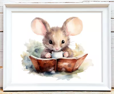 Nursery Wall Art Print, Cute Mouse Kids Room Art Print, Baby Wall Decor #458