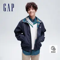 在飛比找蝦皮商城優惠-Gap 男女同款 Logo雙面穿立領外套-藏藍色(87753