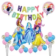 44pcs Princess Theme Birthday Party Balloons Set - Letter Balloons Princess Shaped Foil Balloons