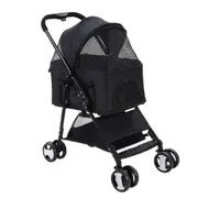 Pet Stroller Dog Carrier Foldable Pram 3 in 1 - Black