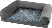 PaWz Pet Bed Sofa Dog Bedding Soft Warm Mattress Cushion Pillow Mat Plush XXL, Orthopedic Dog Beds, Memory Foam Neck Support Couch for Medium Large Dogs with Removable Washable Cover Grey