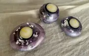 Tealight Candle Holder Set Of 3 Resin Handmade Purple Funky Vibes