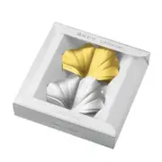 Japanese Cutlery Chopstick Rest Holder Metal Boxed Maple Leaf / Silver & Gold