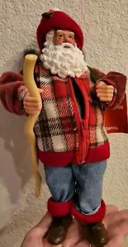 LUMBERJACK Santa Claus 10.5" Christmas Figurine with Backpack NWT