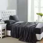 Full Size Silk Satin Bed Sheet Set with Deep Pockets - Black