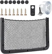 Mesh Cargo Net for Car,ABS Frame RV Mesh Elastic Pocket Bag | Cell Phone Holder with Hooks, Boat Storage Pouch with Screws and Tape for Boats Trucks