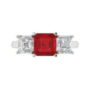 3.25ct Emerald Cut 3 stone Tourmaline Promise Bridal Wedding Ring 14k White Gold