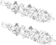 [Yardenfun] Retro Geometric Shape Earrings Rhinestone Light Drop Earrings for Women for Wedding Prom and Evening Gowns